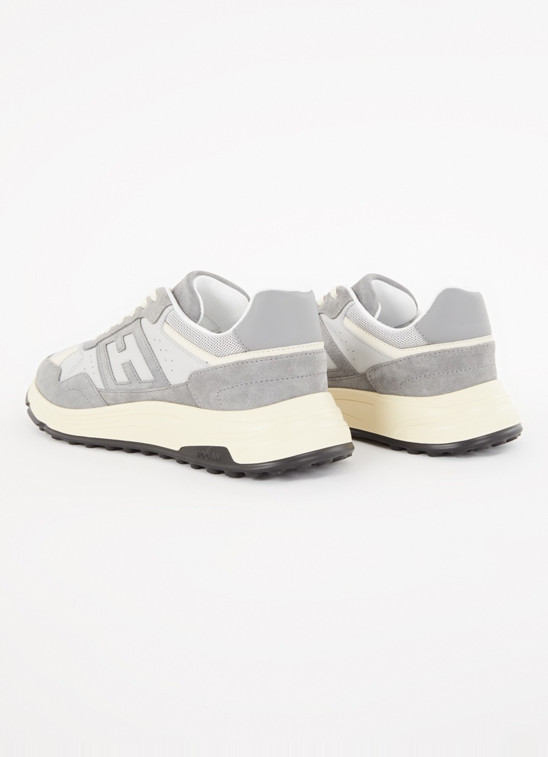 Hogan Hyperlight sneaker van leer met mesh details  - achterkant 3 grijs