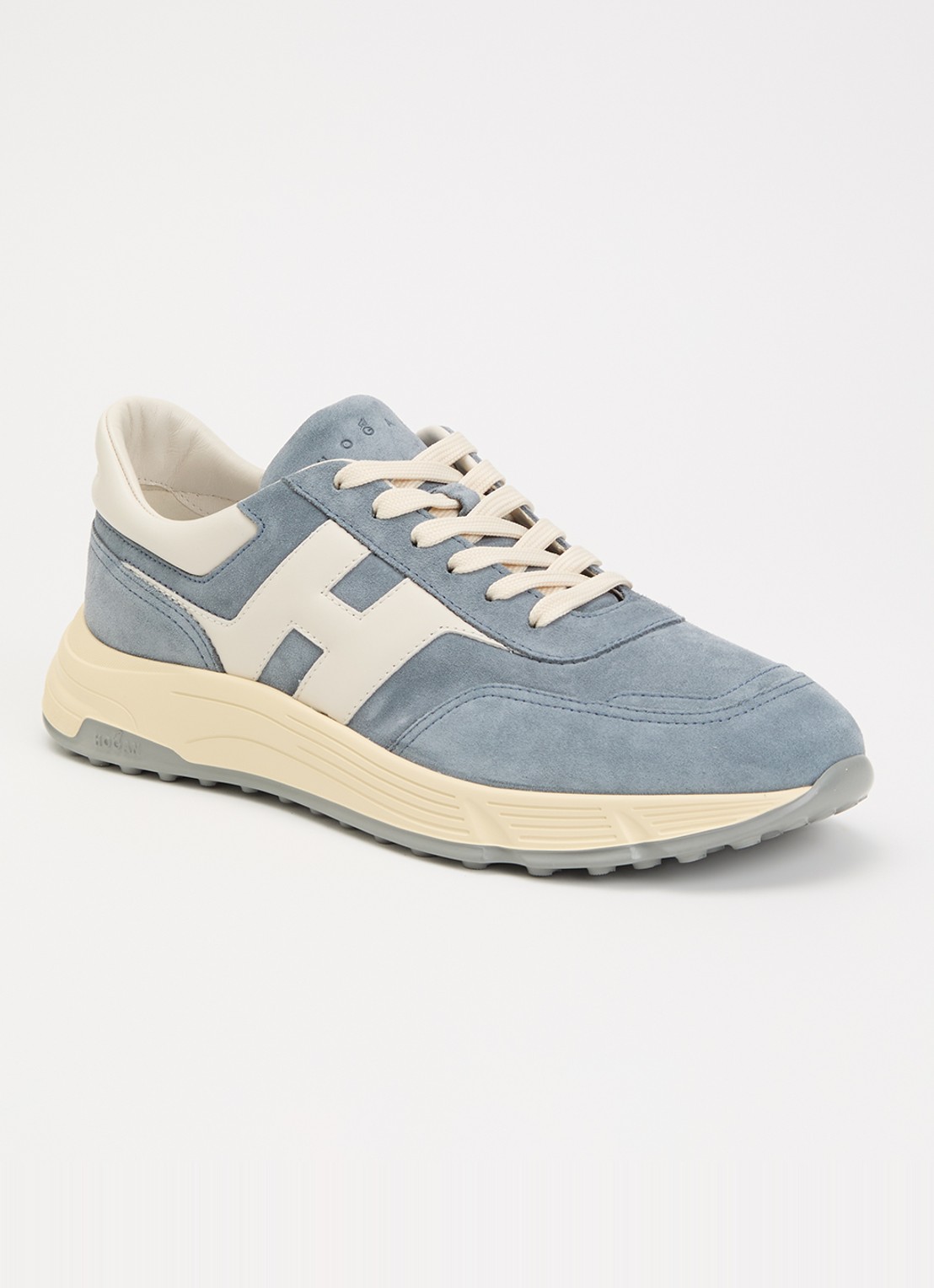 Hogan Hyperlight sneaker van suède met details van leer - voorkant blauwgrijs