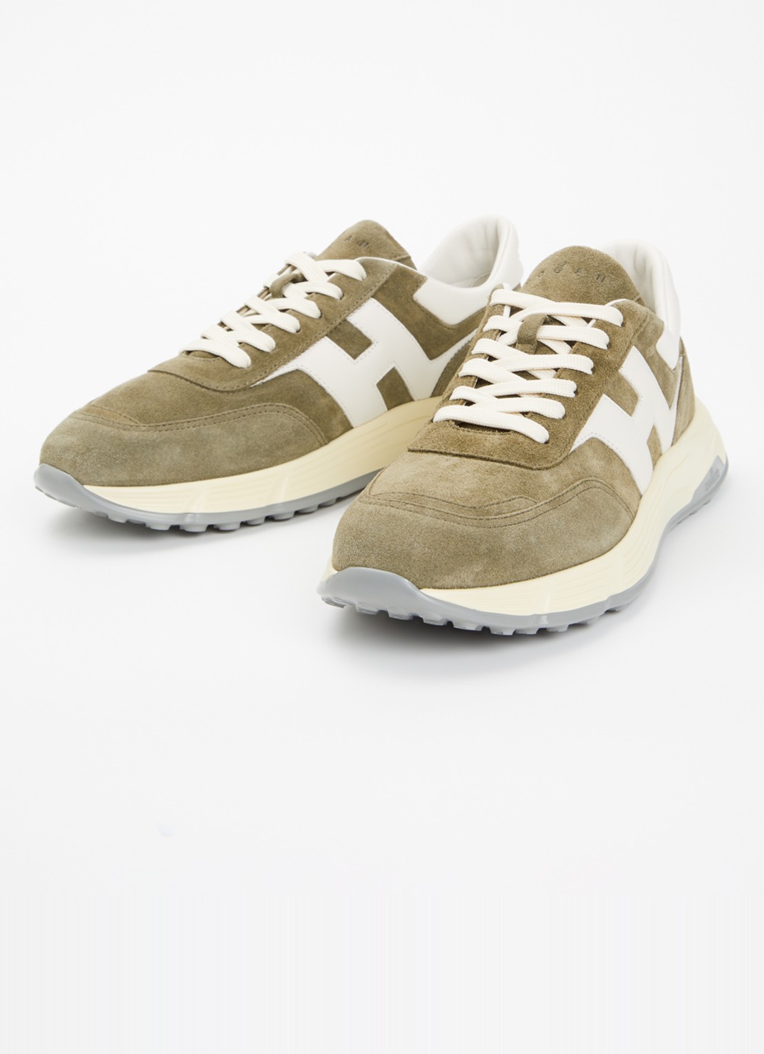 Hogan Hyperlight sneaker van suède met details van leer - detail olijfgroen