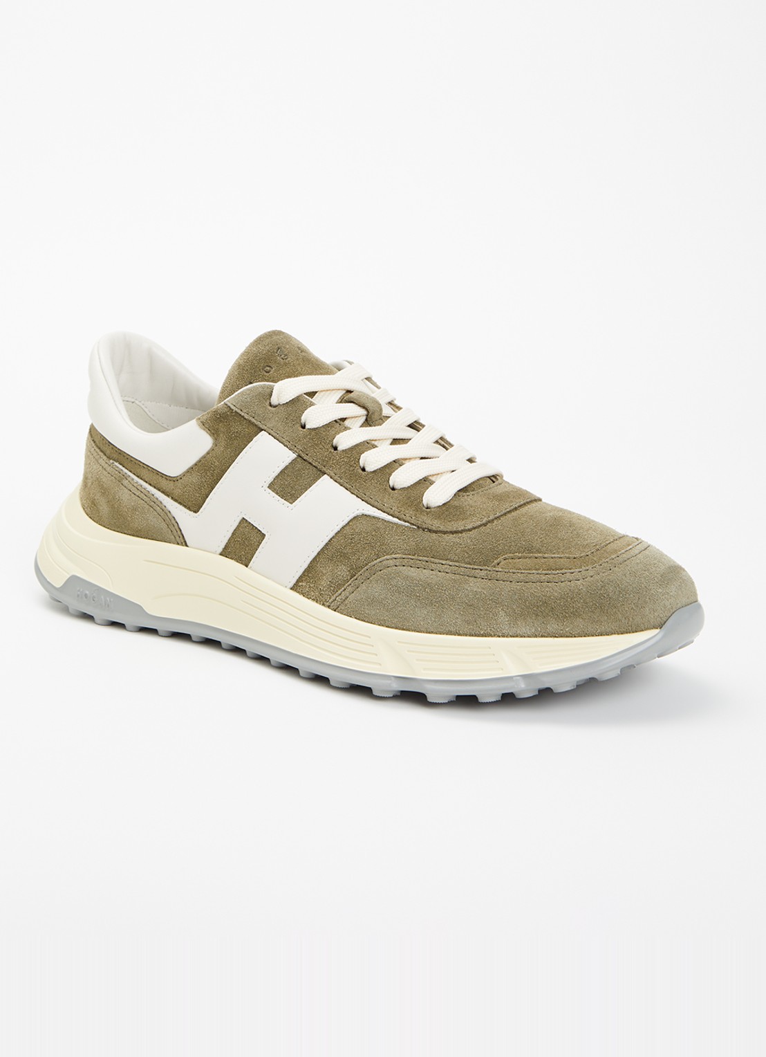 Hogan Hyperlight sneaker van suède met details van leer - voorkant 6 olijfgroen