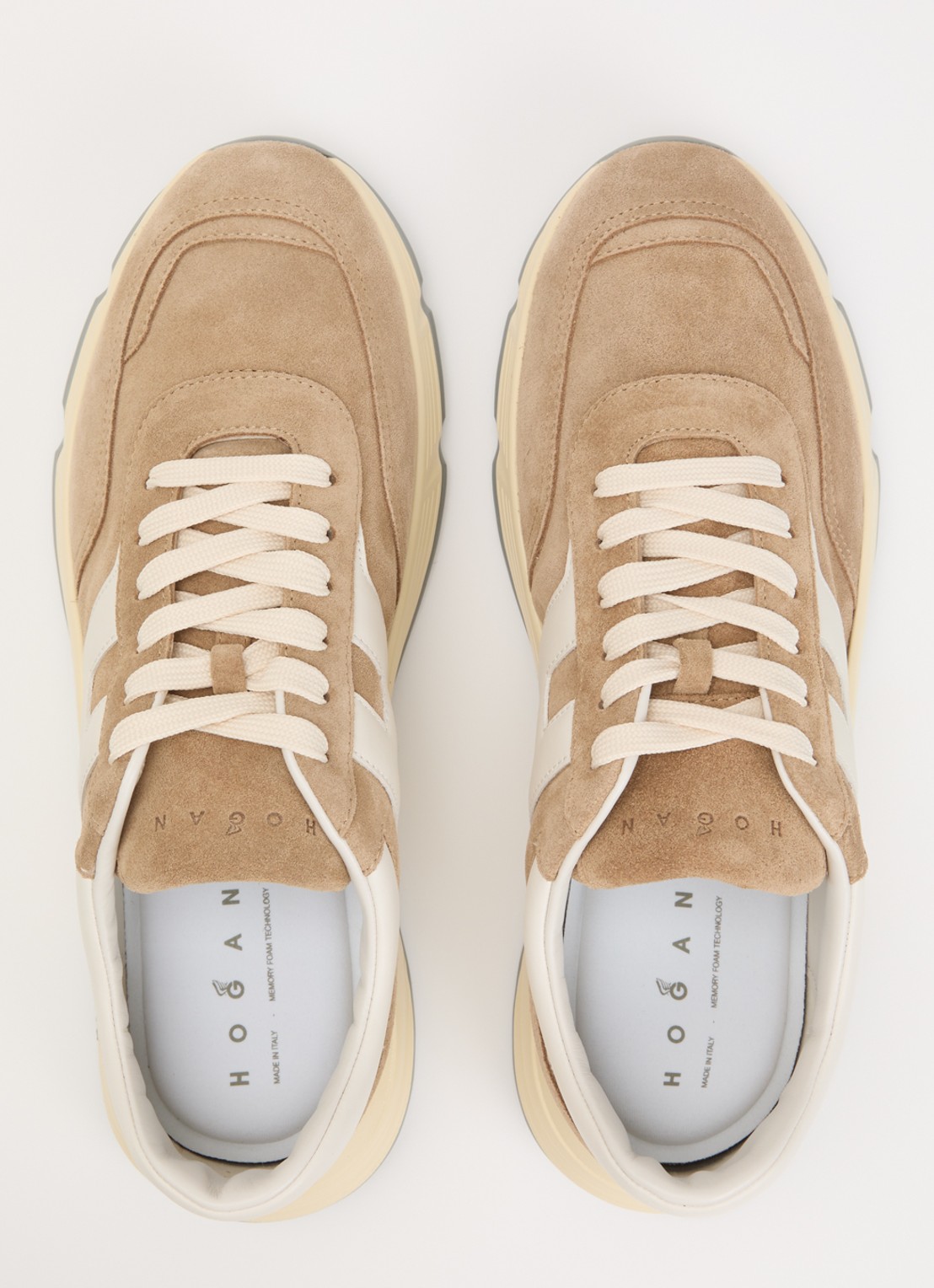 Hogan Hyperlight sneaker van suède met details van leer - detail 2 zand