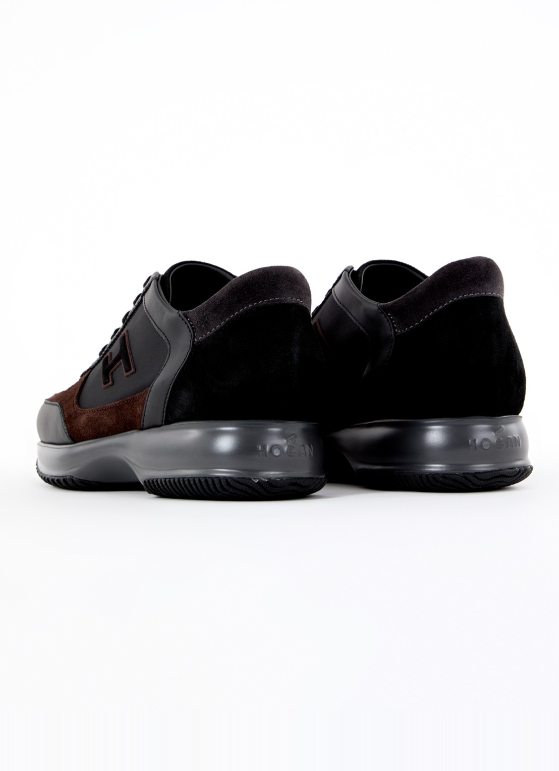 Hogan Interactive sneaker met suède en leren details - achterkant zwart