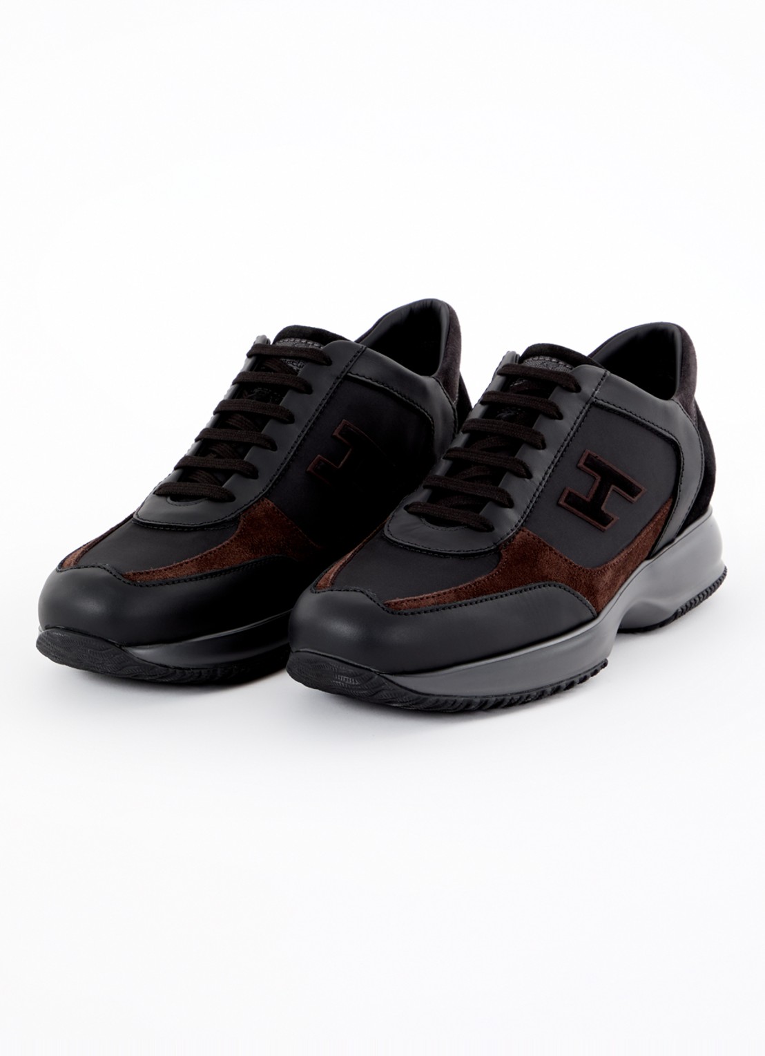Hogan Interactive sneaker met suède en leren details - detail 4 zwart