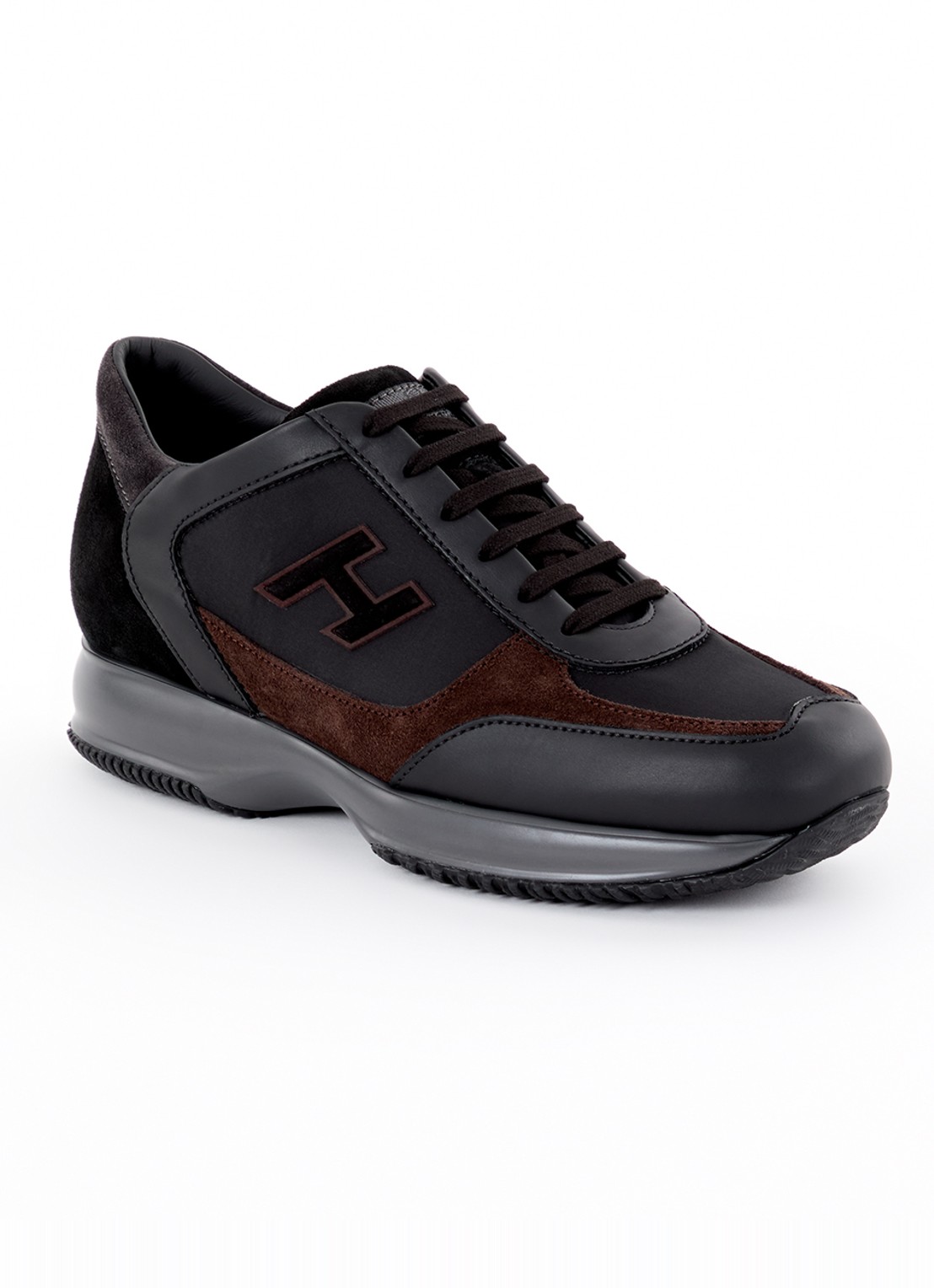 Hogan Interactive sneaker met suède en leren details - voorkant 2 zwart