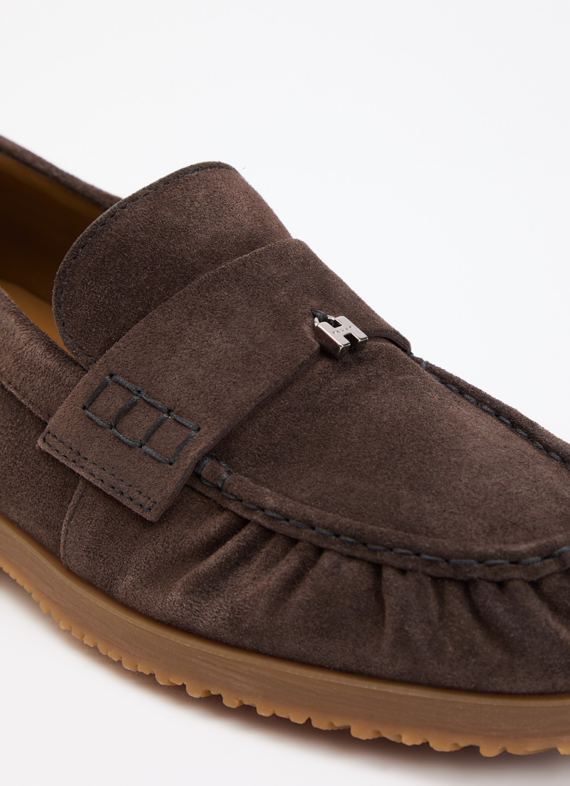 Hogan Mocassin van suède - detail 5 donkerbruin