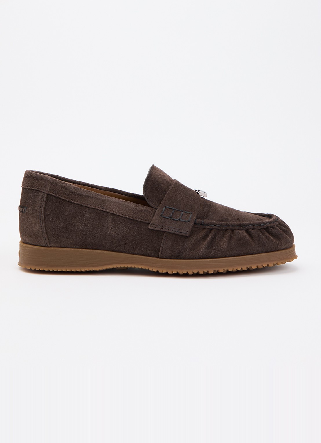 Hogan Mocassin van suède - voorkant 6 donkerbruin