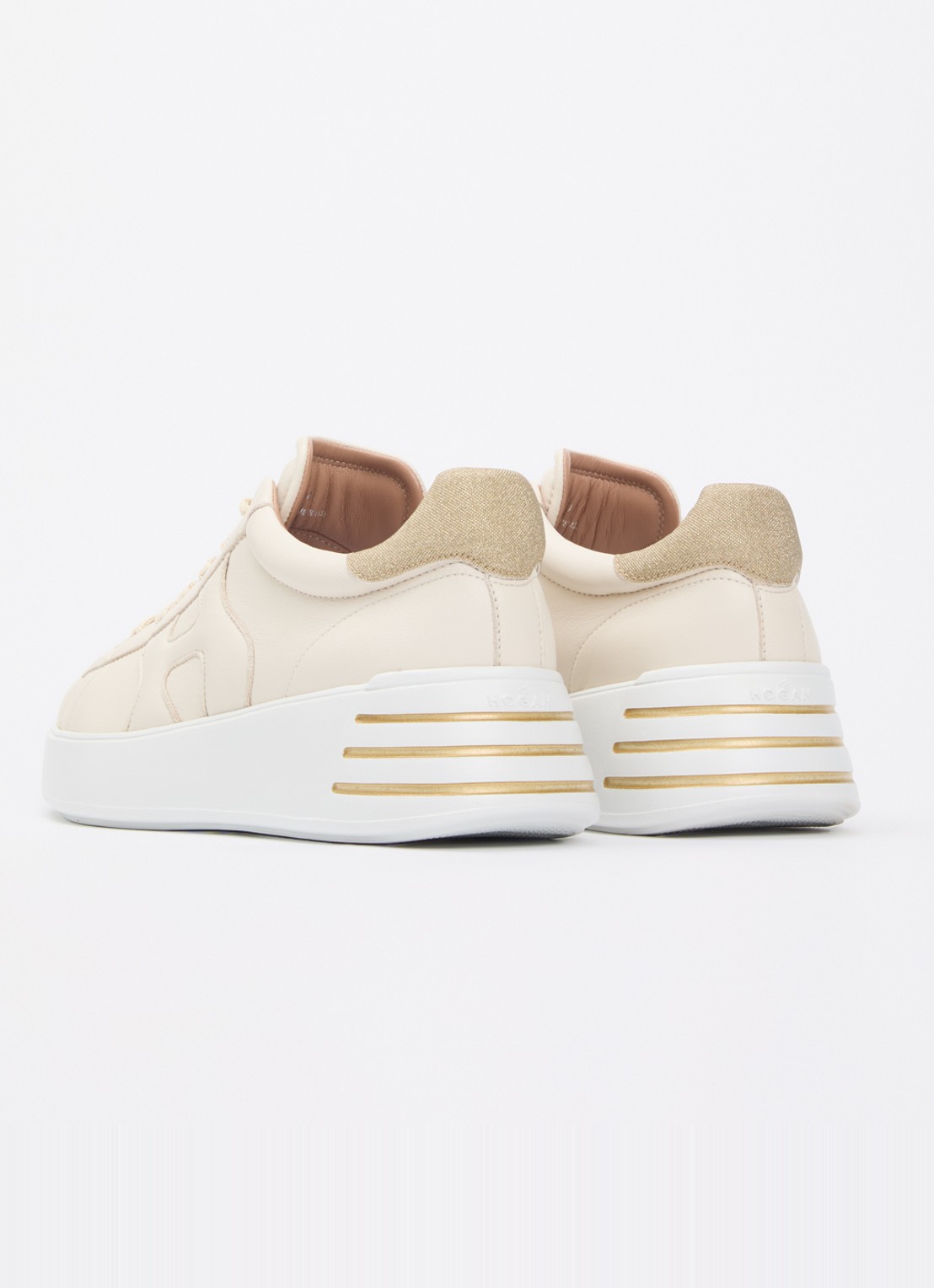 Hogan Rebel sneaker van leer met details van lurex - achterkant creme