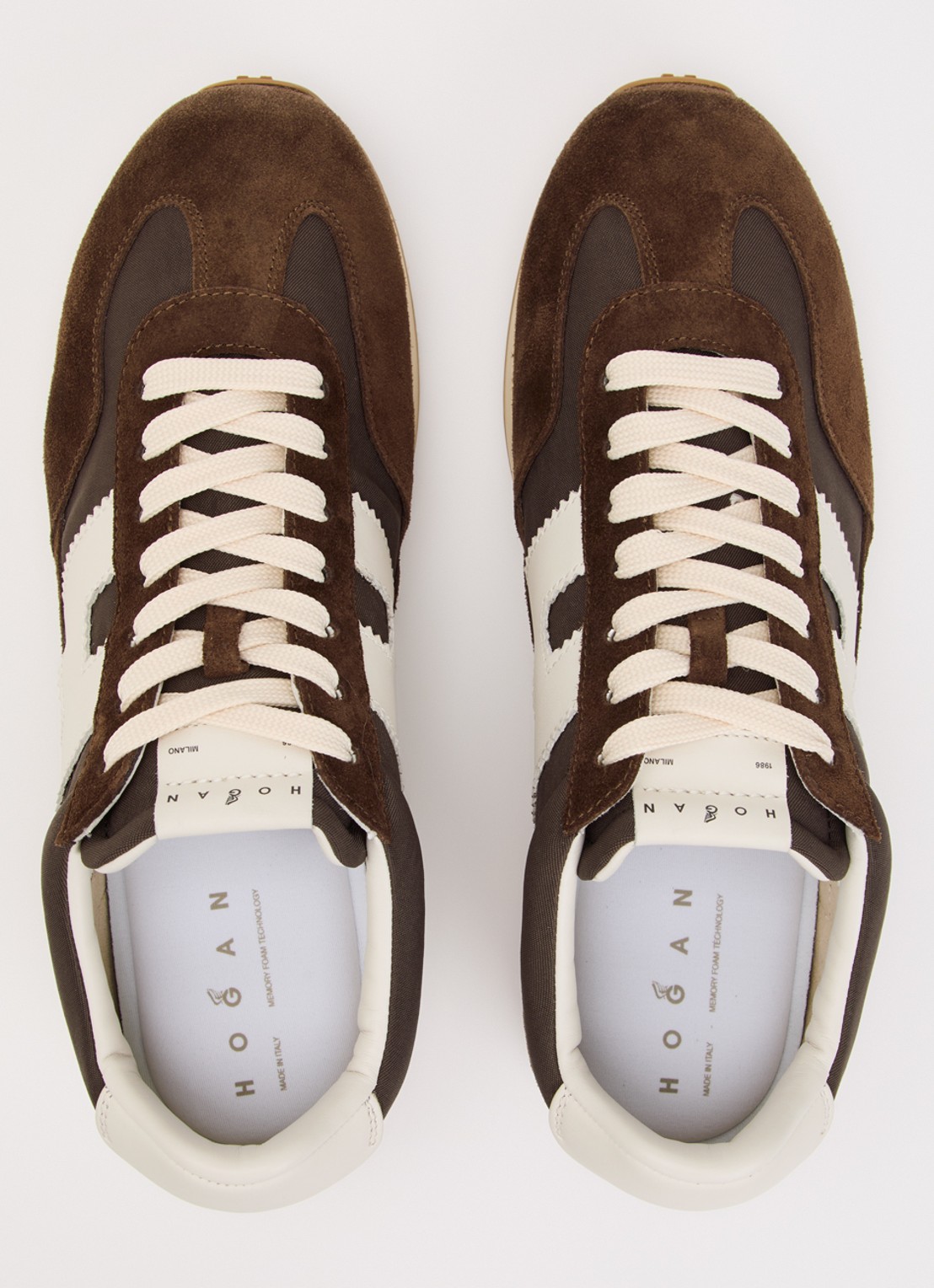 Hogan Sneaker met suède details - detail 2 chocoladebruin