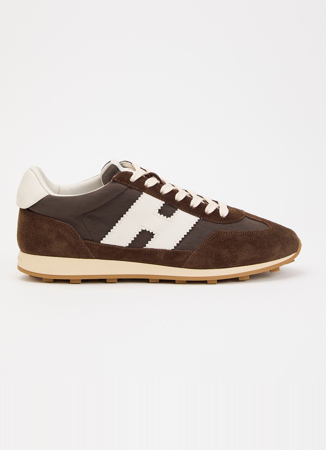 Hogan Sneaker met suède details - voorkant 5 chocoladebruin