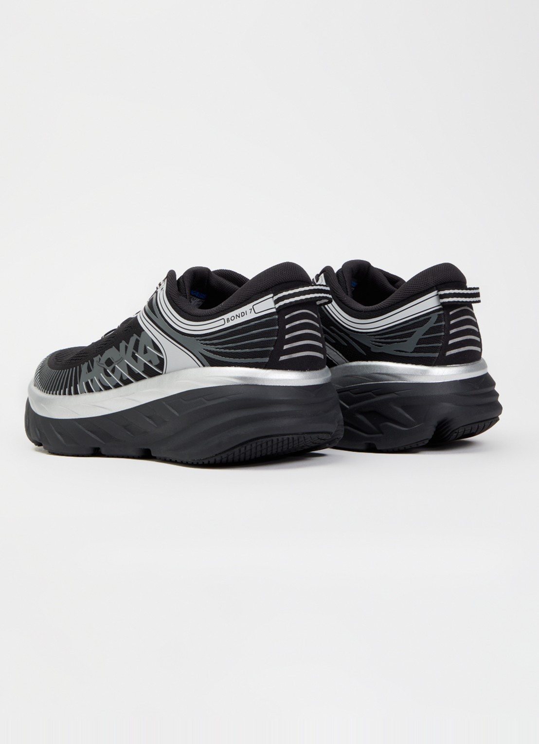HOKA Bondi 7 sneaker met gebreid bovenwerk en logo - achterkant 5 zwart