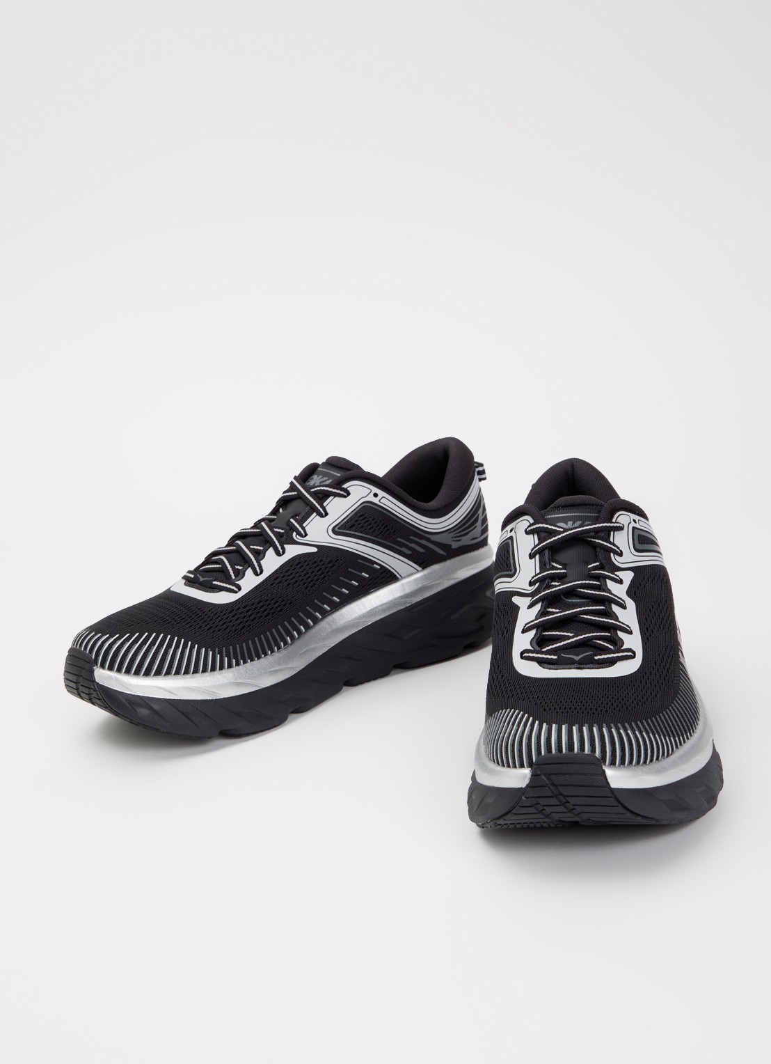 HOKA Bondi 7 sneaker met gebreid bovenwerk en logo - detail 2 zwart