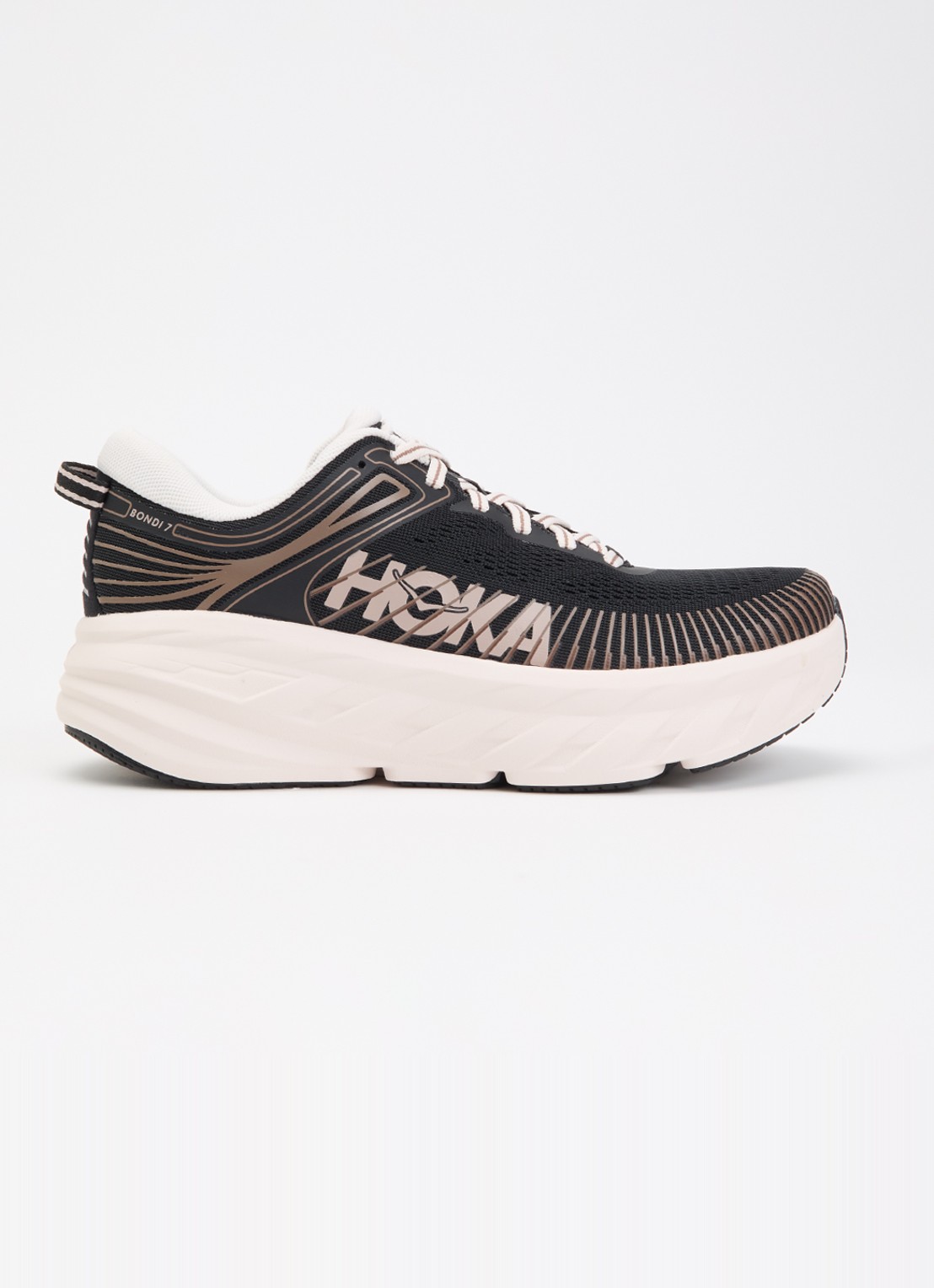 HOKA Bondi 7 sneaker met logo  - voorkant 5 zwart