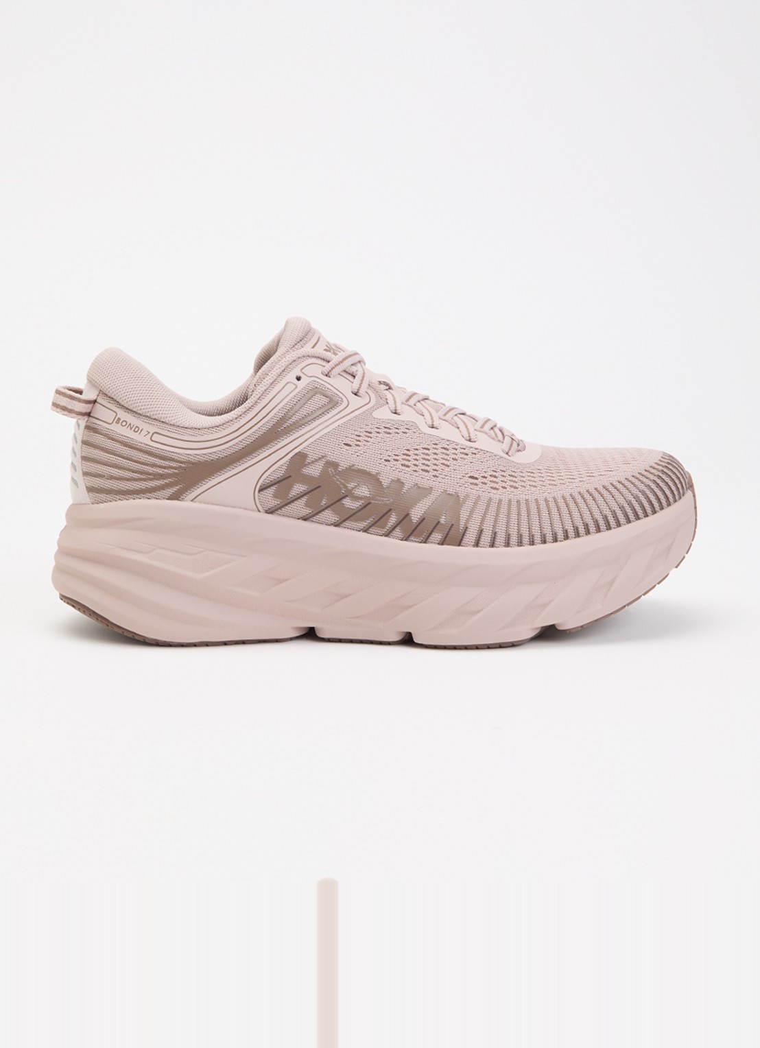 HOKA Bondi 7 sneaker met logo  - voorkant oudroze