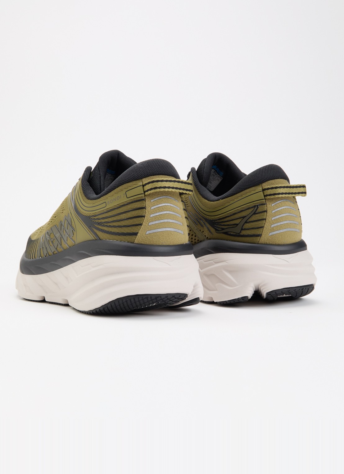 HOKA Bondi 7 sneaker van mesh met logo - achterkant mosgroen