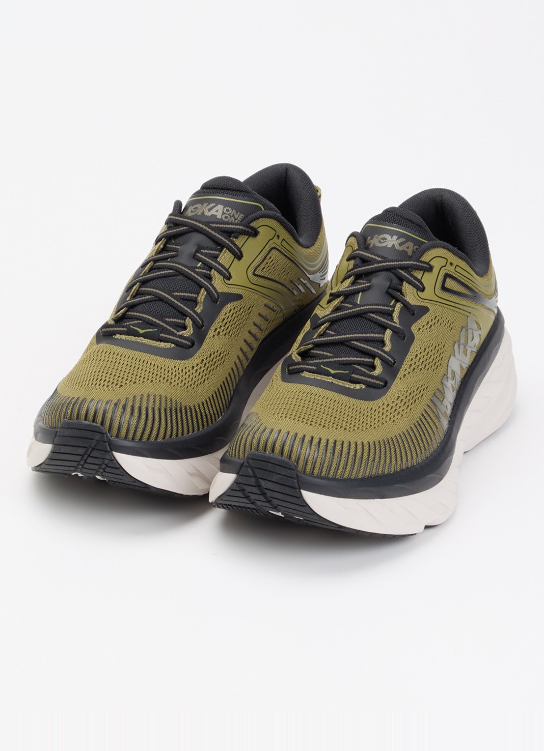 HOKA Bondi 7 sneaker van mesh met logo - detail 3 mosgroen