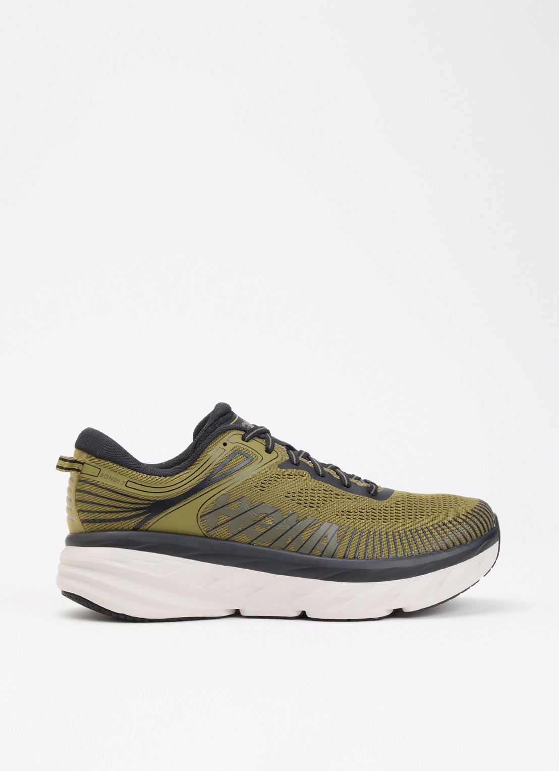 HOKA Bondi 7 sneaker van mesh met logo - voorkant 2 mosgroen