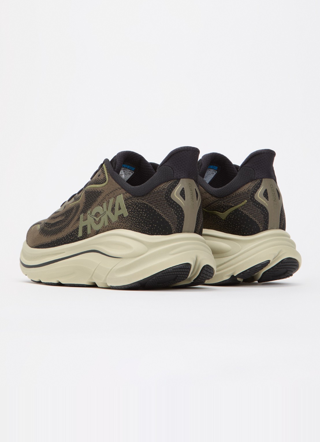 HOKA Clifton 10 sneaker met mesh details - achterkant 5 mosgroen