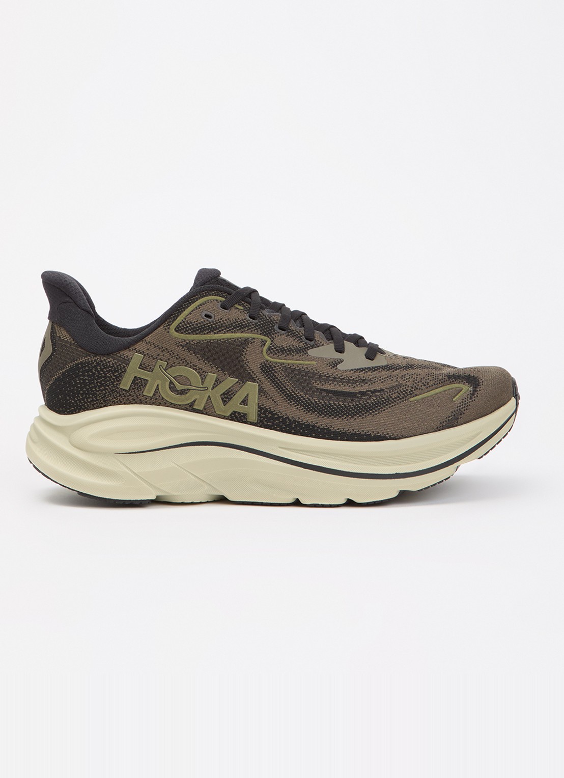 HOKA Clifton 10 sneaker met mesh details - voorkant mosgroen