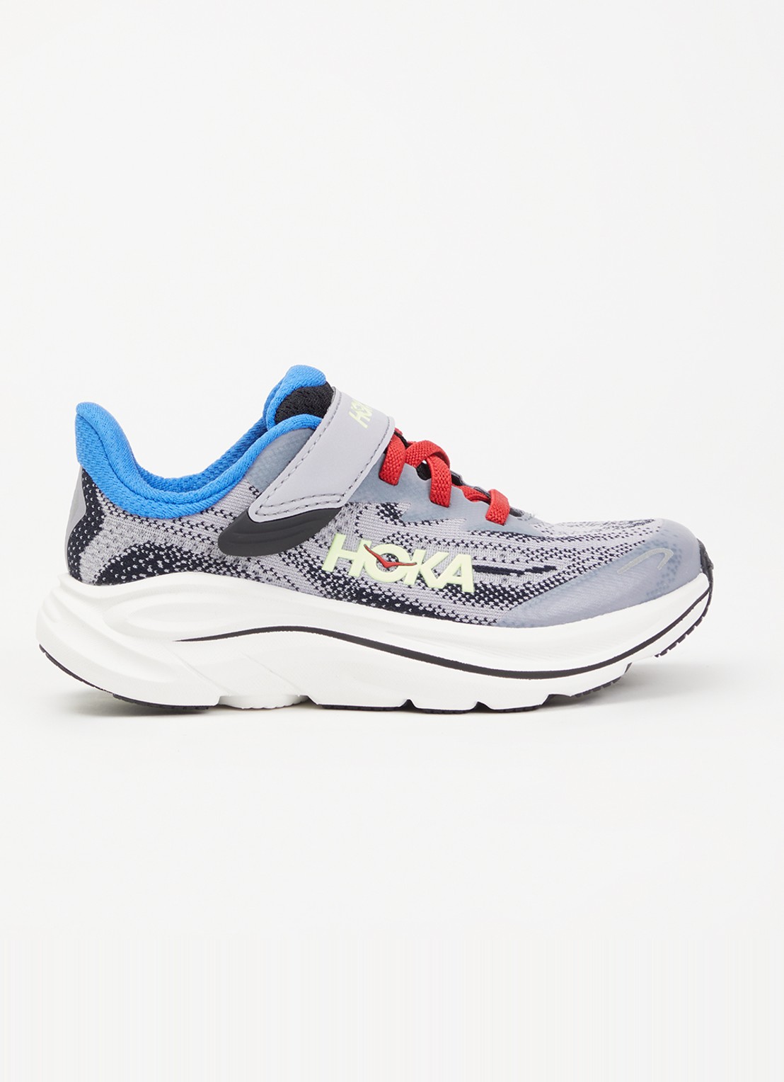 HOKA Clifton sneaker van mesh met logo - voorkant grijs