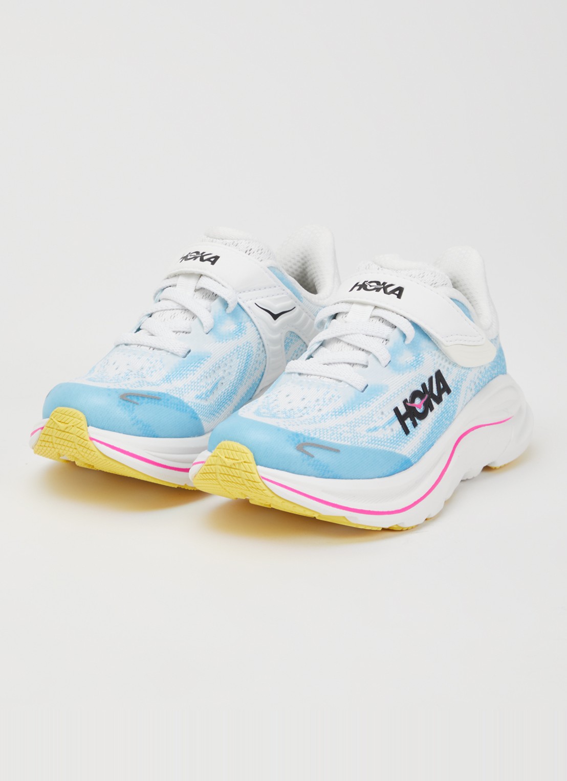 HOKA Clifton sneaker van mesh met logo - voorkant 4 lichtblauw
