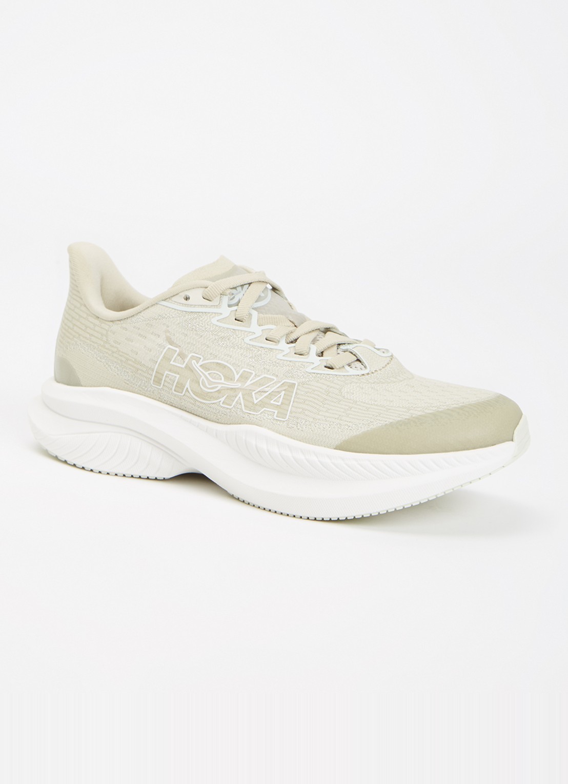 HOKA Mach 6 hardloopschoen met mesh details - voorkant 2 lindegroen