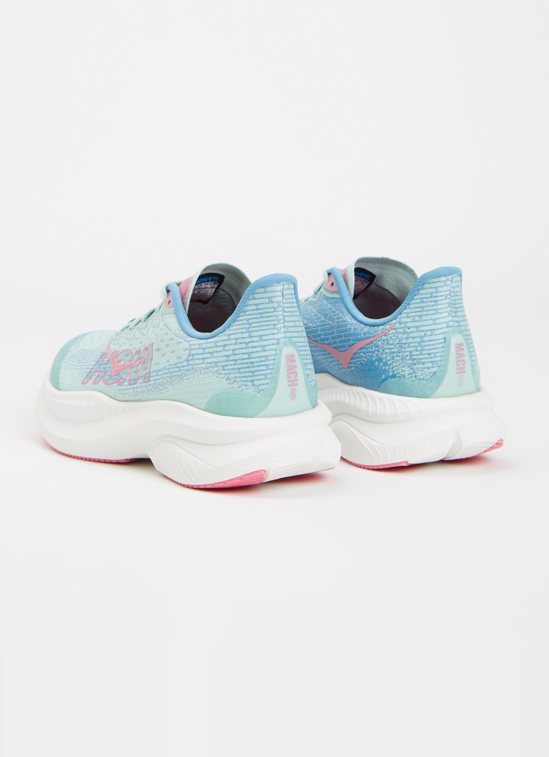 HOKA Mach 6 hardloopschoen met mesh details - achterkant 3 mint