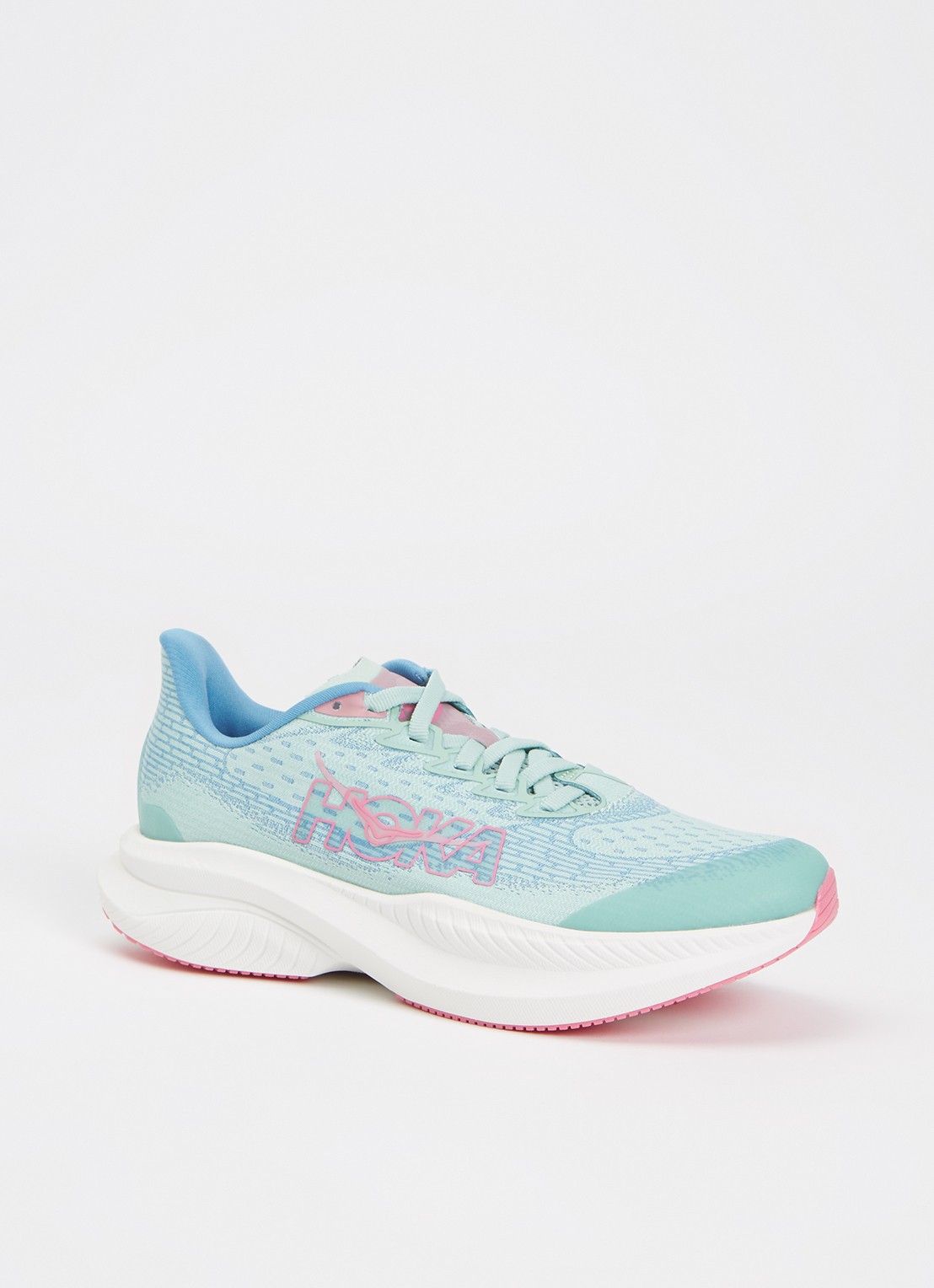 HOKA Mach 6 hardloopschoen met mesh details - voorkant mint