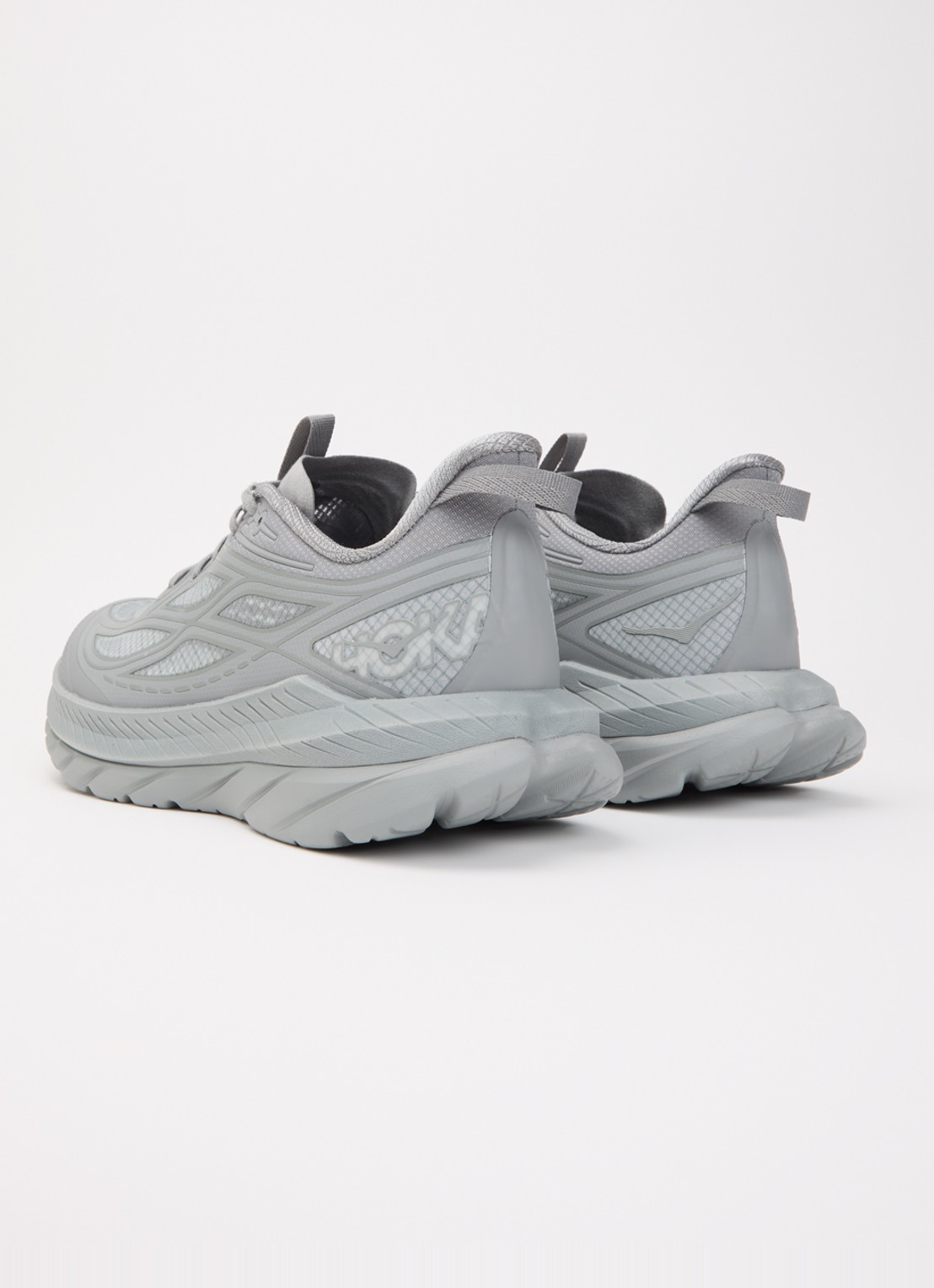 HOKA Mach Remastered sneaker van mesh met logo - achterkant grijs