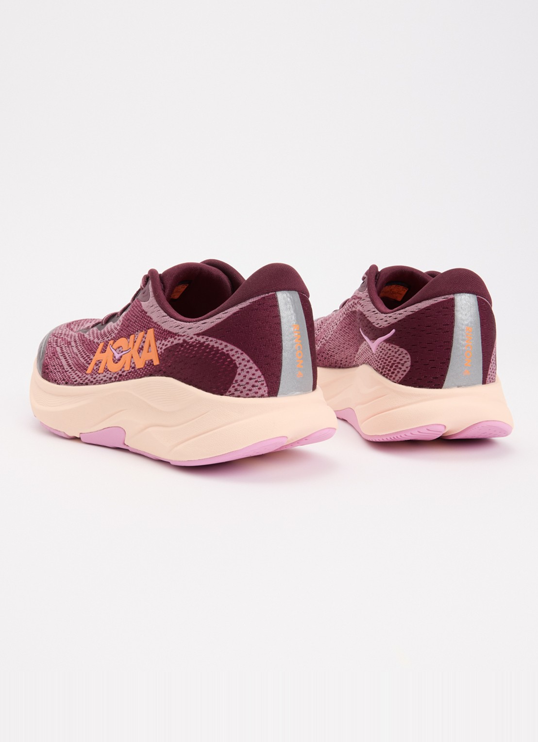 HOKA Rincon 4 sneaker met gebreid bovenwerk en logo - achterkant paars