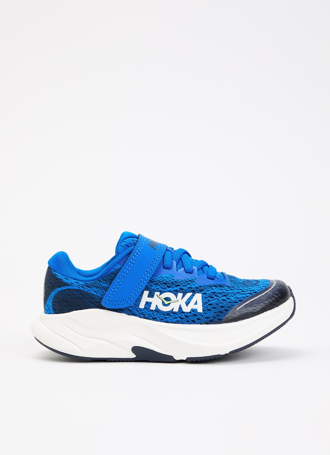HOKA Rincon 4 sneaker met gebreid bovenwerk en logo - voorkant 3 kobaltblauw