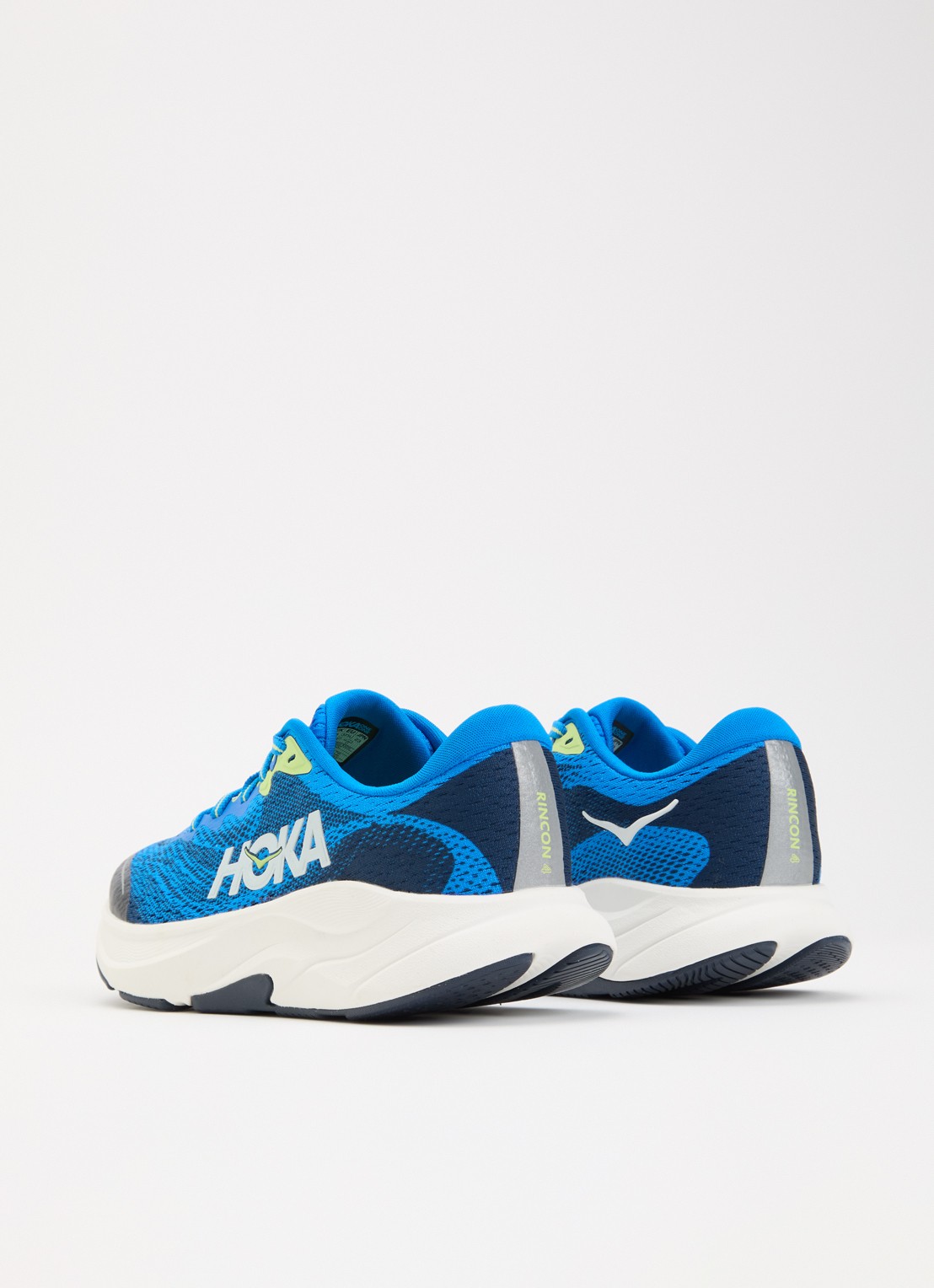 HOKA Rincon 4 sneaker met gebreid bovenwerk - achterkant blauw