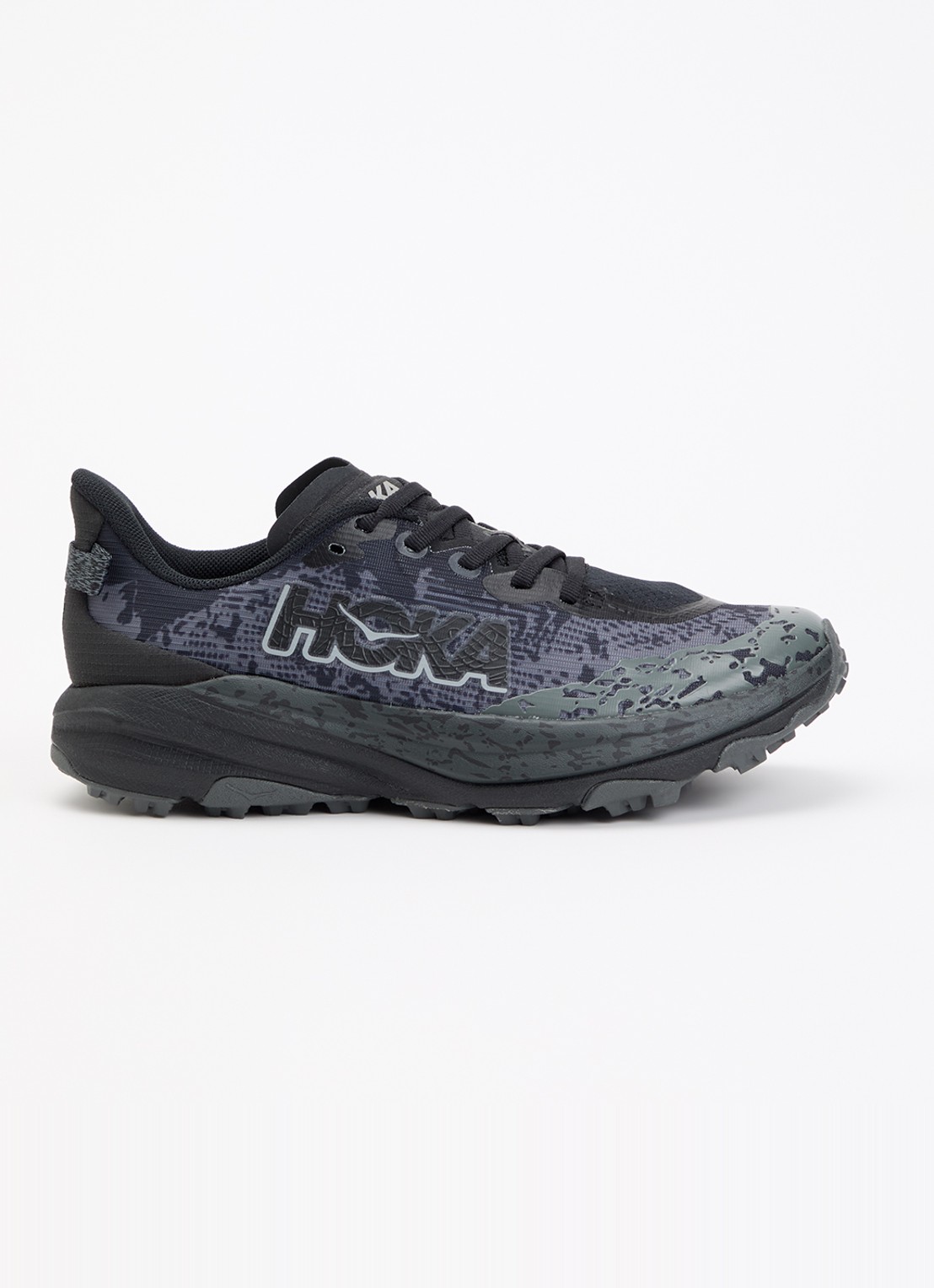 HOKA Speedgoat 6 sneaker met gebreid bovenwerk en logo - voorkant 3 zwart