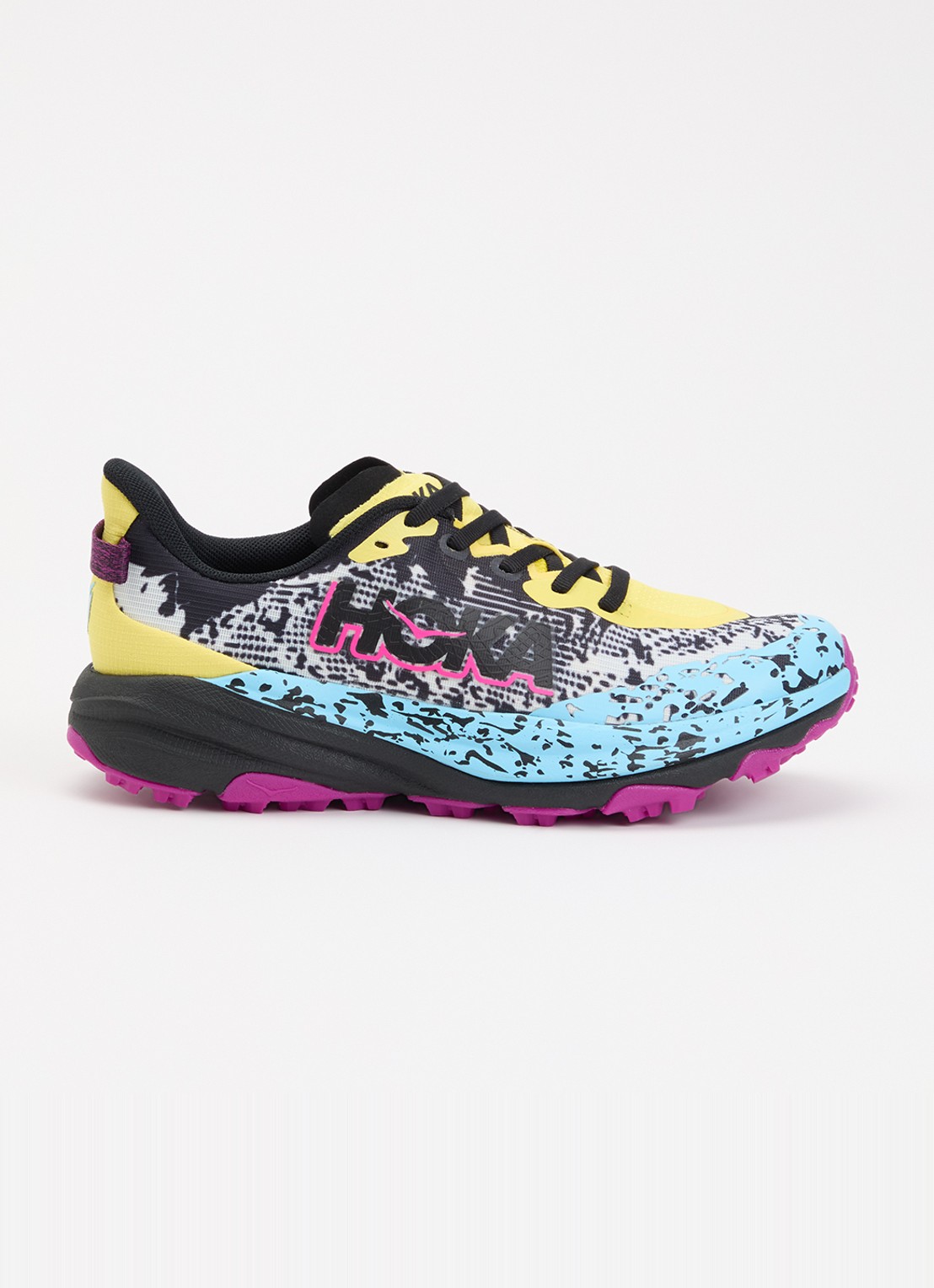 HOKA Speedgoat 6 sneaker met gebreid bovenwerk - voorkant zwart