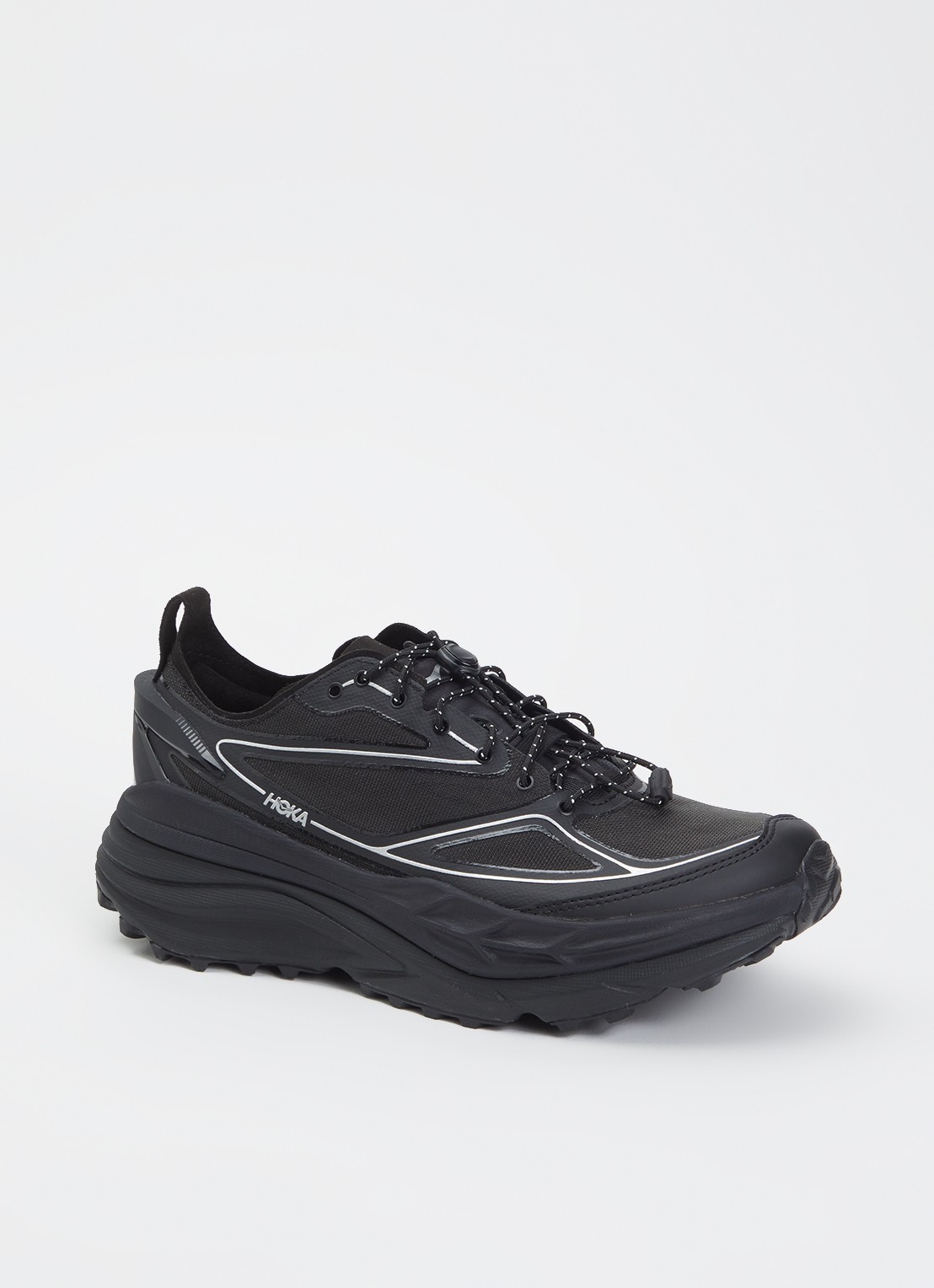 HOKA Stinson One7 sneaker van mesh - voorkant 5 zwart