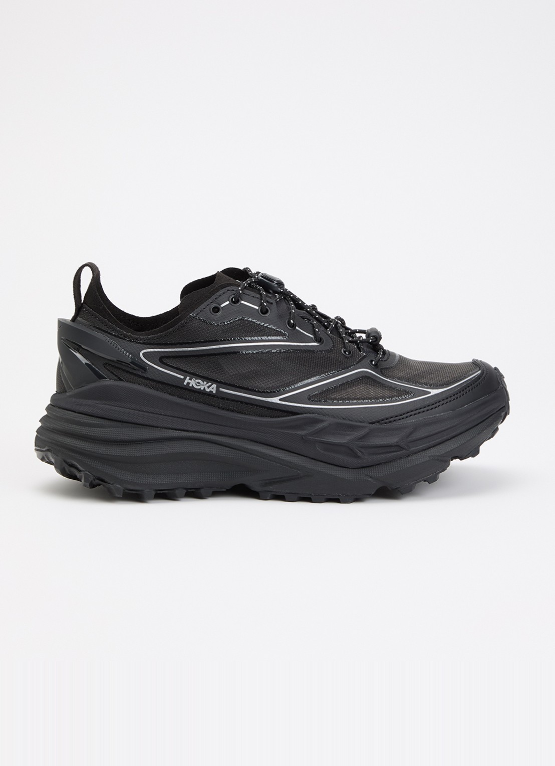HOKA Stinson One7 sneaker van mesh - voorkant zwart