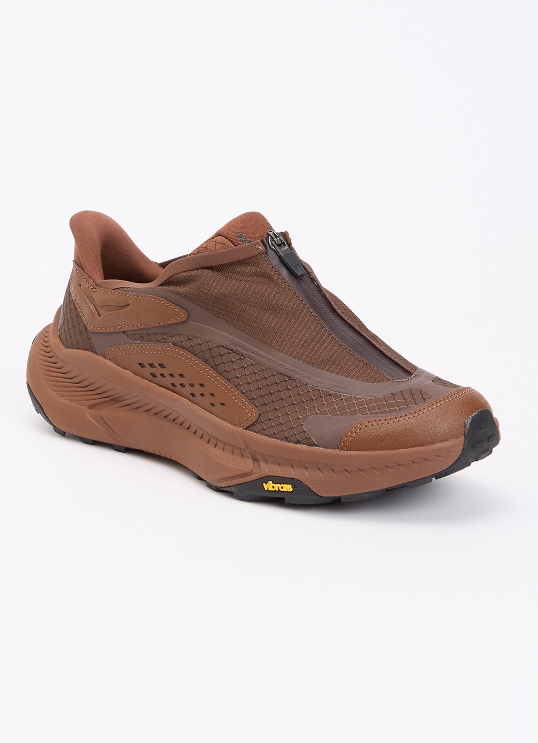HOKA U Project Transport sneaker met mesh detail - voorkant 2 bruin