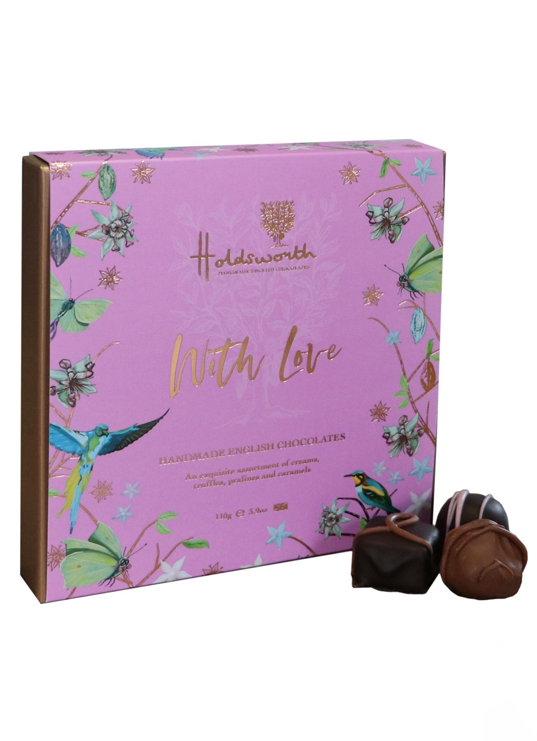 Holdsworth Chocolade bonbons in With Love giftbox 110 gram - voorkant undefined