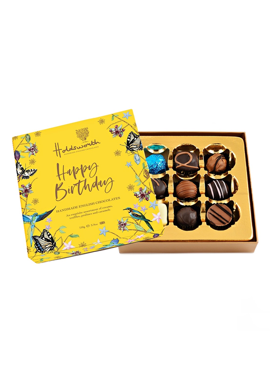 Holdsworth Happy Birthday chocolade bonbons in geschenkverpakking 9 stuks - voorkant undefined