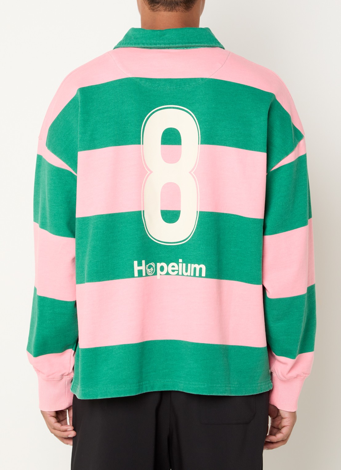 Hopeium Ghandi sweater met polokraag - achterkant 4 groen