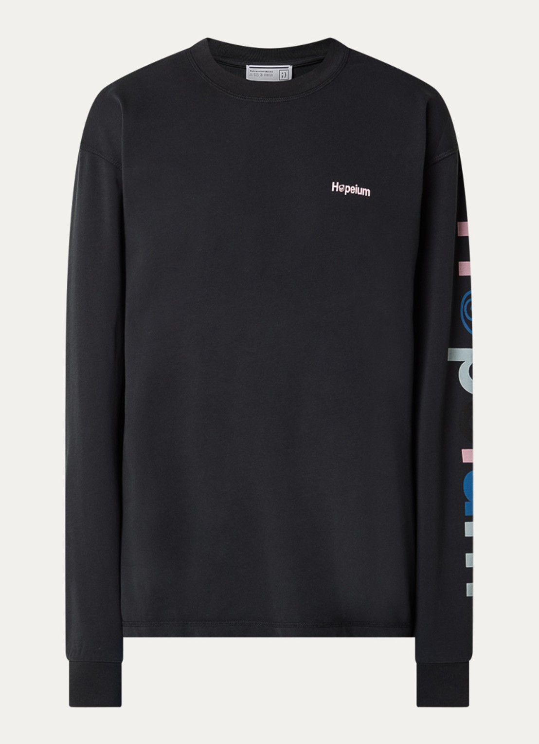 Hopeium Longsleeve met front- en backprint - voorkant zwart