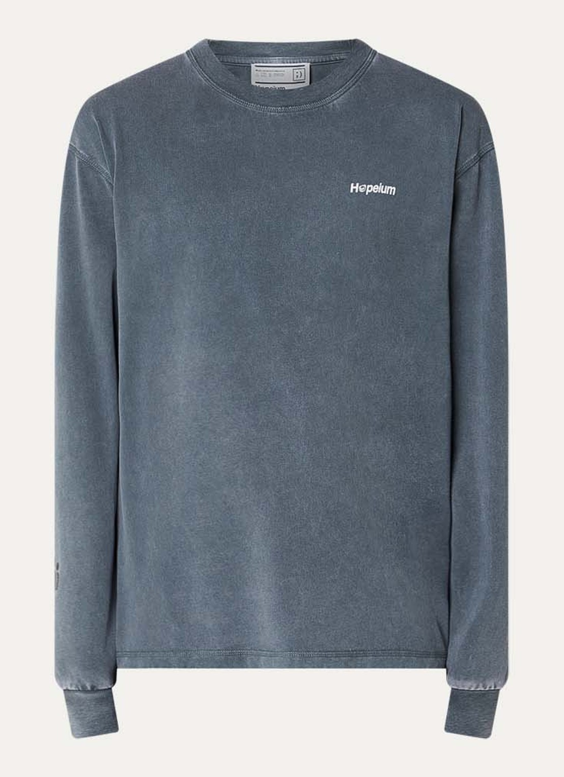 Hopeium Longsleeve met logo- en backprint - voorkant 3 donkergrijs