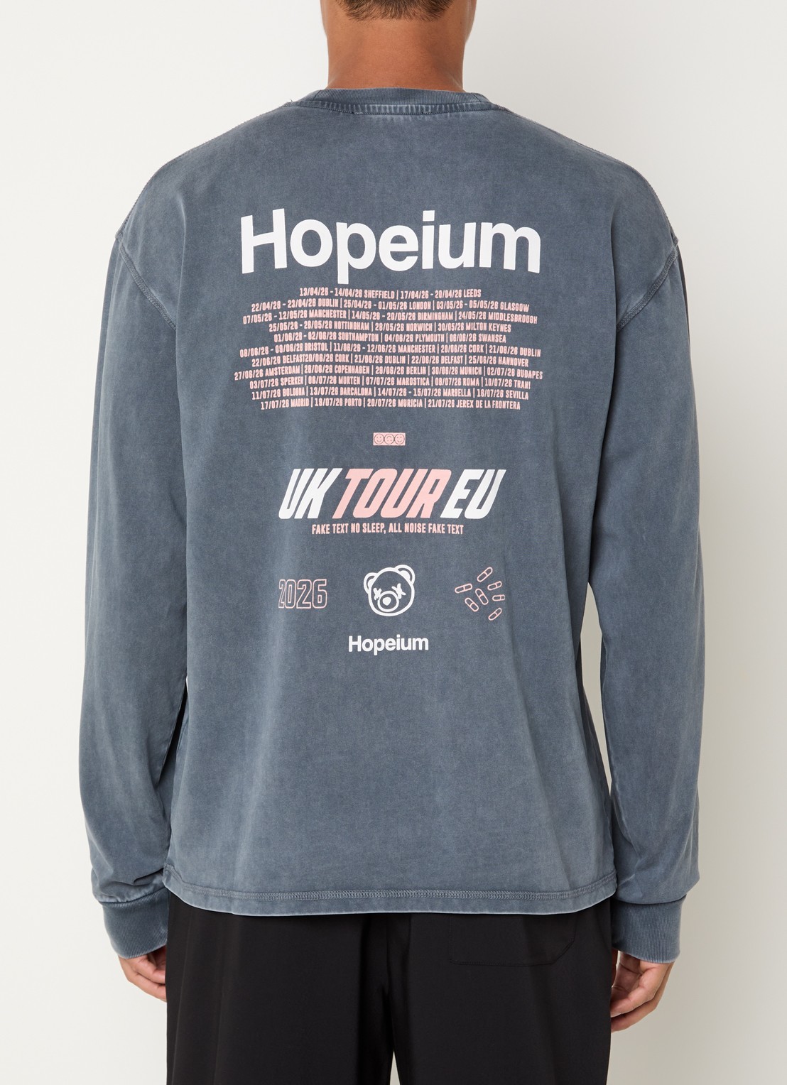 Hopeium Longsleeve met logo- en backprint - detail 3 donkergrijs