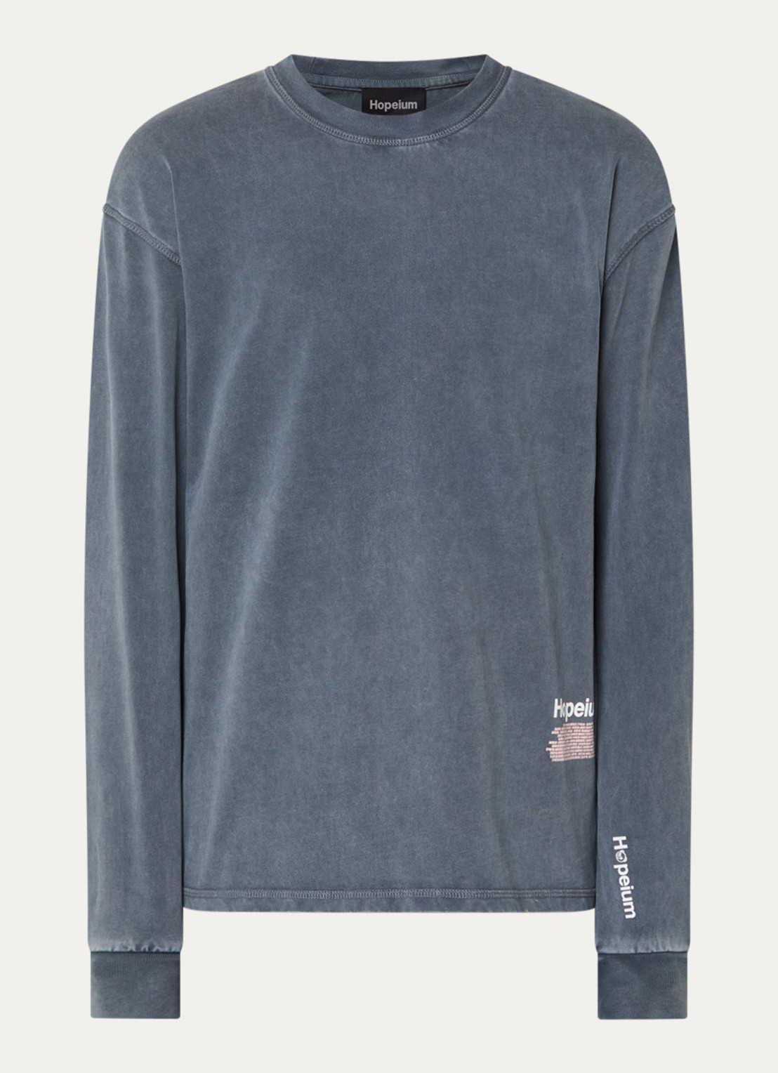 Hopeium Longsleeve met logo- en backprint - voorkant donkergrijs