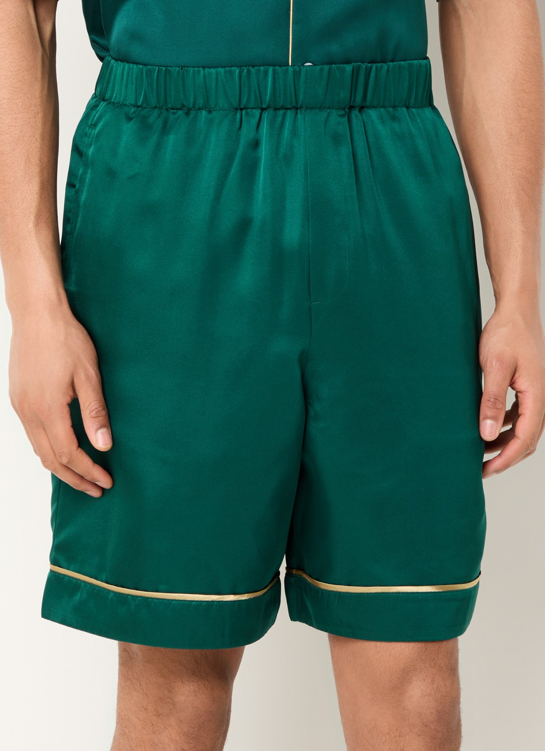 Hopeium Loose fit korte broek van zijde - detail groen