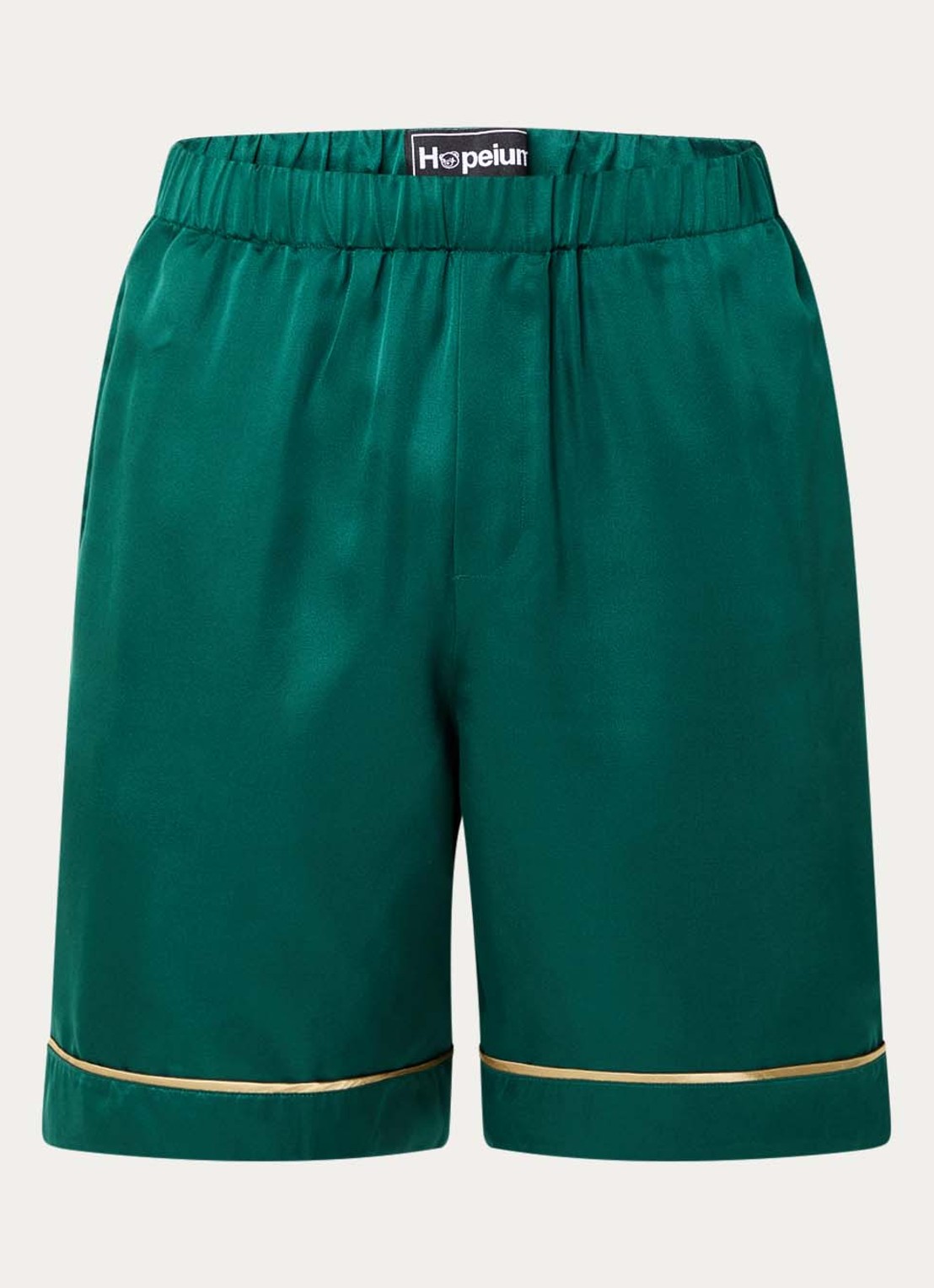 Hopeium Loose fit korte broek van zijde - voorkant 2 groen