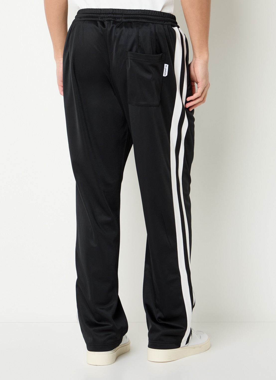 Hopeium Loose fit trackpants met ritszakken en logo - achterkant zwart