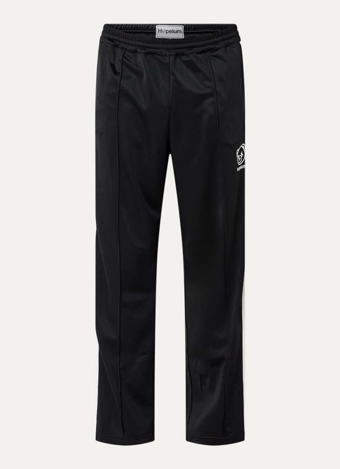 Hopeium Loose fit trackpants met ritszakken en logo - voorkant 2 zwart