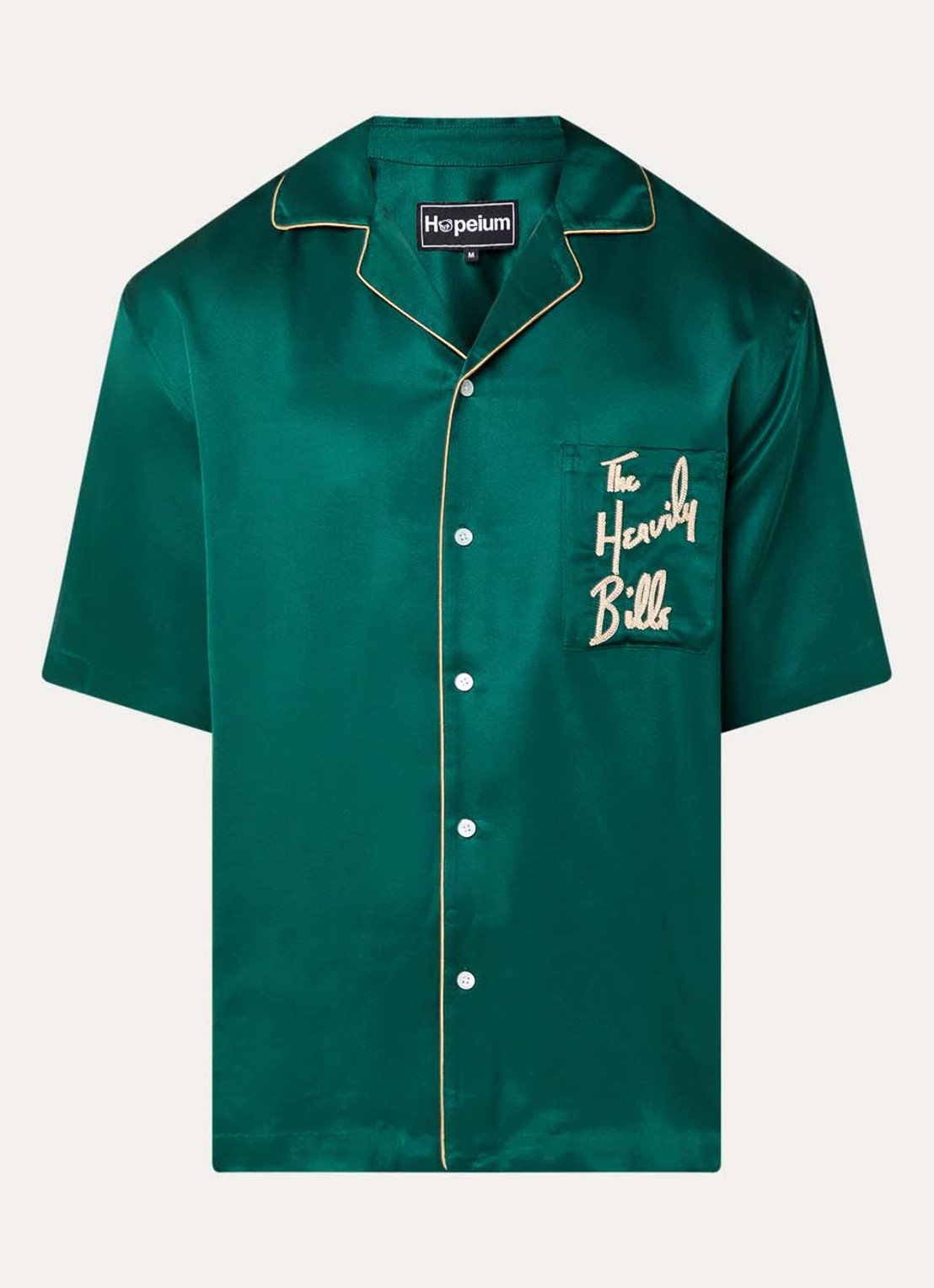 Hopeium Regular fit overhemd van zijde met logo - voorkant groen