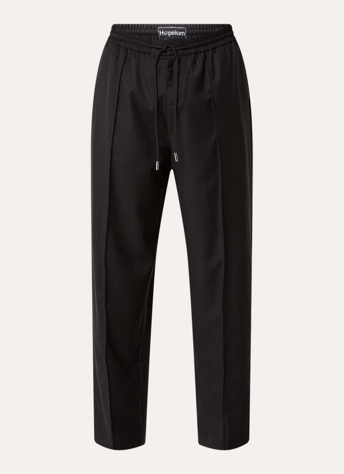 Hopeium Straight fit pantalon in wolblend met steekzakken en trekkkoord - voorkant zwart