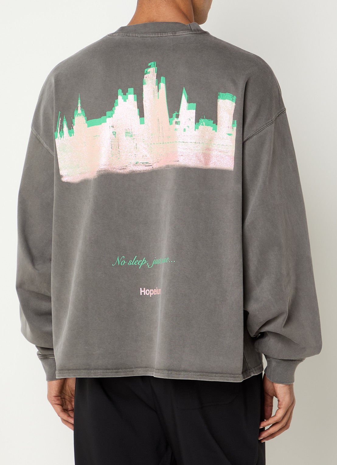 Hopeium Sweater met backprint - detail grijs